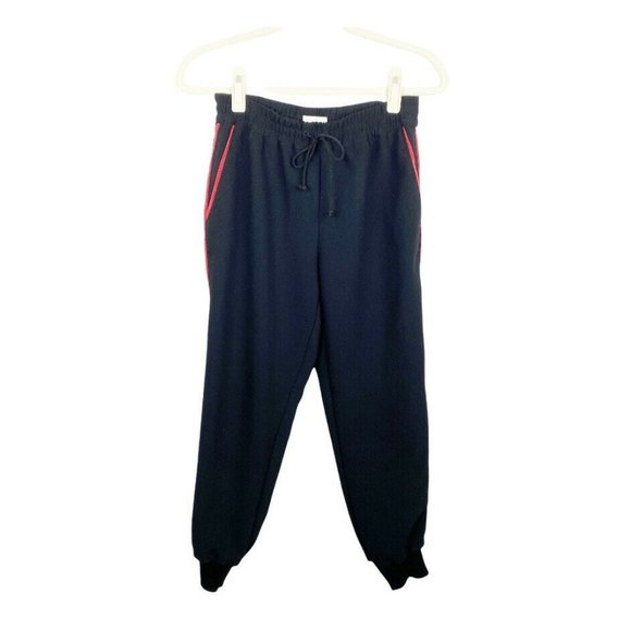 Wilfred Pants - Wilfred Aritzia Buffon Black Red Stripe Crepe Jogger Pants Silk Trim Size XS